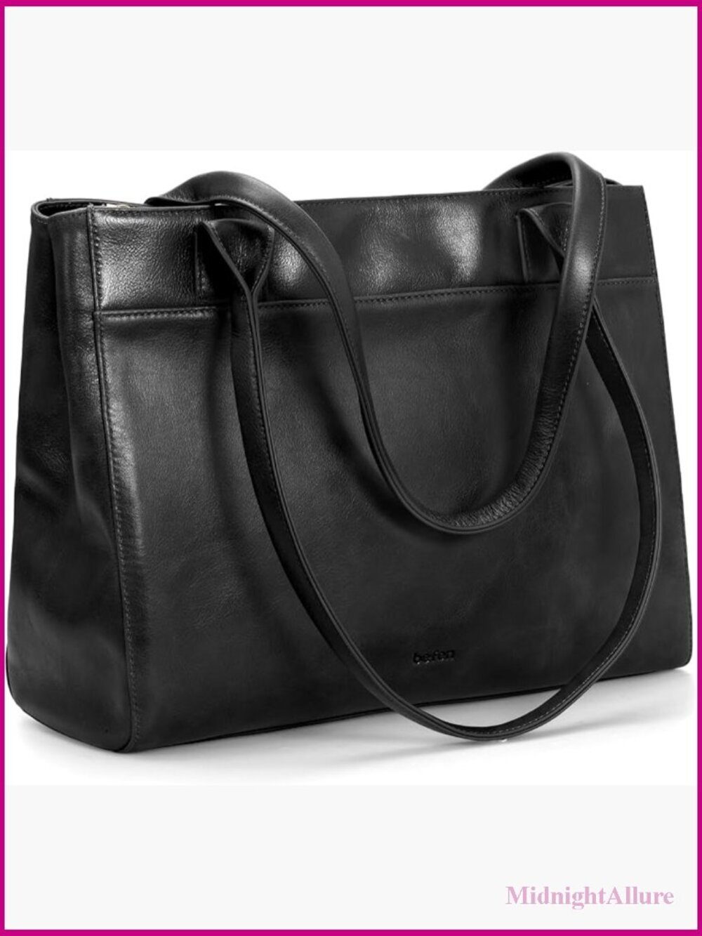Vintage Leather Tote Bag with Zipper Work Purse for Women Travel Laptop Bag